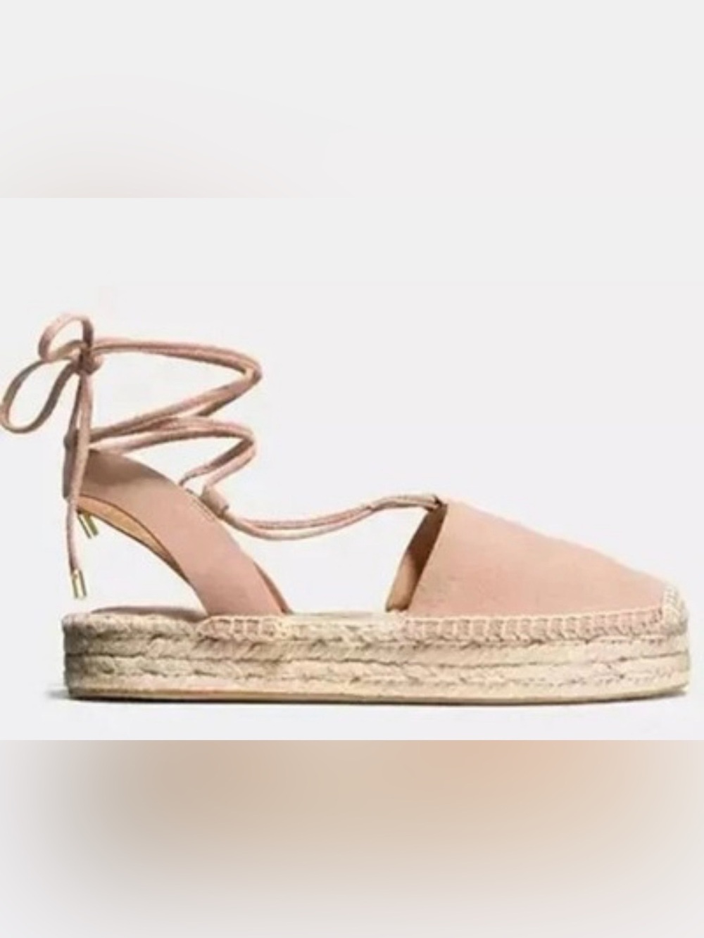 Coach Suede Lace-Up Espadrille Flats, sz 9 B